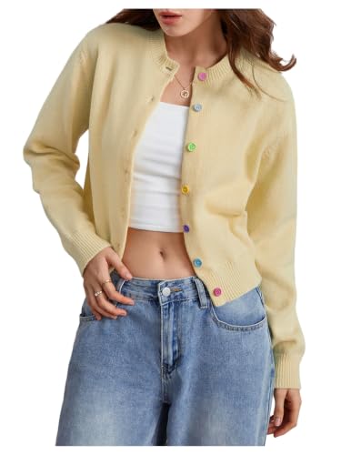 Image of SOLY HUX Women's Button Down Cropped Lightweight Cardigan Sweater | Cute Fall Fashion, 2026