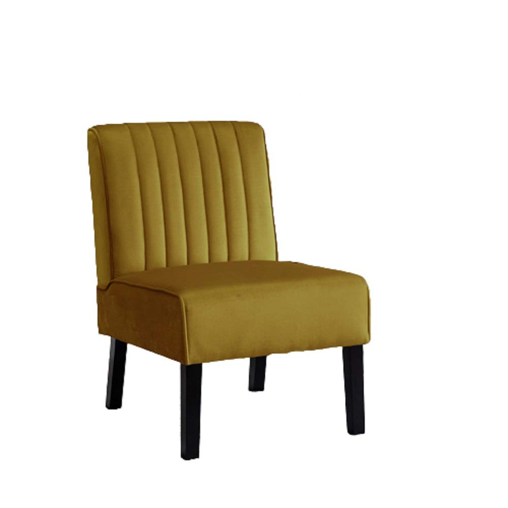 Reese Mid Century Modern Accent Chairs Set of 2 with Minimalist Design, Elegant Velvet Upholstery and Solid Wood Legs, Ideal for Living Room or Bedroom, Yellow