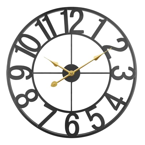 SUKYING Large Outdoor Clock, Patio Decorative Wall Clock Silent Non Ticking Battery Operated, 24 Inch Modern Black Metal Clock for Pool Area, Living Room, Farmhouse, Kitchen by SUKYING - Used condition - Image 8