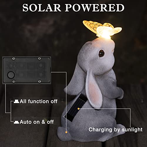 Afineth Garden Outdoor Decor, Rabbit Garden Statues With Solar Butterfly Light, Funny Bunny Rabbit Decor, Solar Outdoor Decorations For Patio, Balcony, Yard, Porch, Lawn, Easter, Spring (Warm White) #TOP4