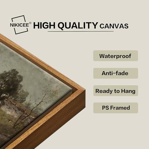 Framed Canvas Wall Art Home Decor, Farmhouse Fields Painting Wall Art Prints, Living Room Decor Wall Art Vintage Wall Decor Bathroom Decor