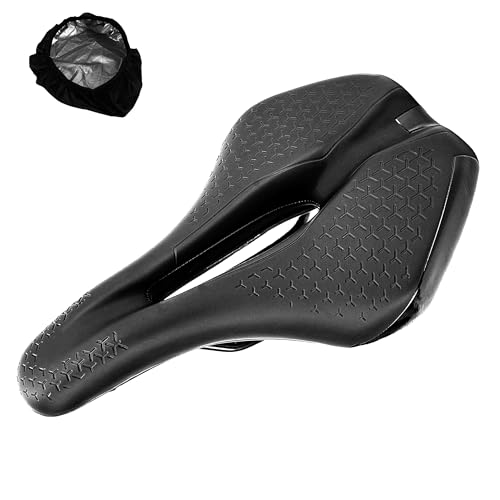 RidingRush Bike Saddle, Ergonomic Hollow Bicycle Seat for Men & Women, Wide Padded MTB Road Bike Seat for Commuting, Hybrid & E-Bike (Universal)