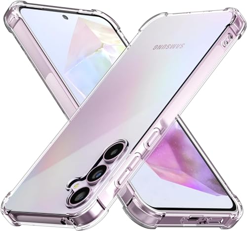 Case for Samsung Galaxy M55 Cover Clear Back Air Cushion Soft Silicone Shockproof Anti-Scratch Protective Bumper Shell Corner for Samsung Galaxy M55 by Emodil ® (Clear)