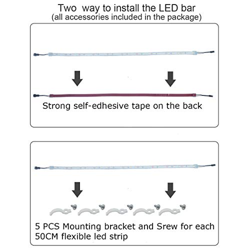 Litever Under Counter LED Lighting Kit, 4 PCS 20 Inches Flexible LED Strips, 16W, 1200 Lumen, Daylight White 5000K. Suitable for Kitchen Cabinets, Book Shelf Showcase Closet Wardrobe (4-Strip-5000K) - Thumbnail 7