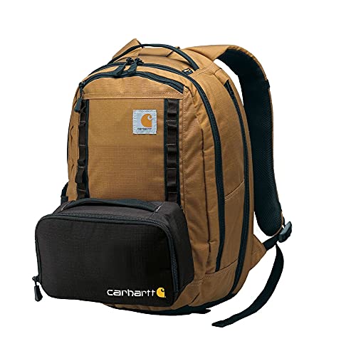 Carhartt Cargo Series 20L Daypack + 3 Can Cooler, Durable Backpack with Detachable Insulated Lunchbox, Carhartt Brown