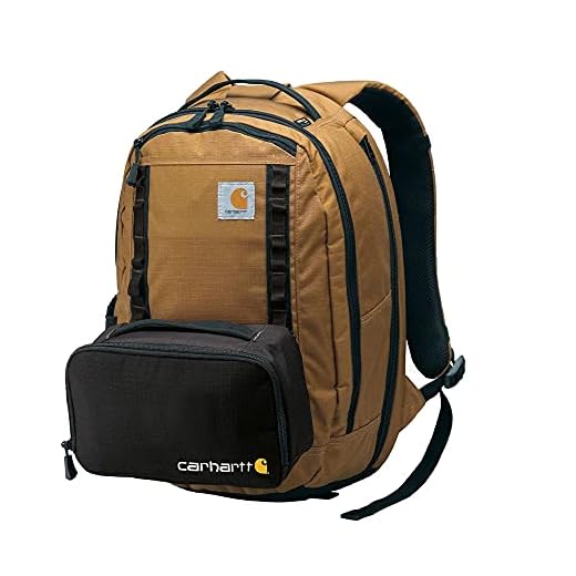 Carhartt Cargo Series 20L Daypack + 3 Can Cooler, Durable Backpack with Detachable Insulated Lunchbox, Carhartt Brown