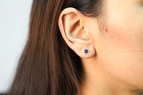 Gin & Grace 14K White Gold Genuine Blue Sapphire Earrings For Women | Ethically, Authentically & Organically Sourced (Round-Cut) Shaped Sapphire Hand-Crafted Jewelry For Her | Sapphire Earrings For Women #TOP3