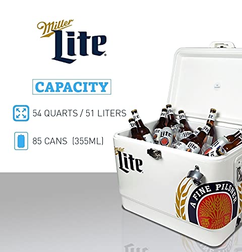 Miller Lite Exclusive Ice Chest Beverage Cooler With Bottle Opener 51 Liter /54 Quart For Camping, Beach, Rv, Bbqs, Tailgating, Fishing #TOP5
