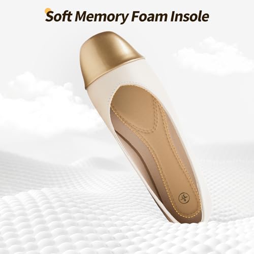 Eydram Ballet Flats Shoes for Women PU Leather Dress Shoes Square Toe Black White Flats for Women Dressy Comfortable for Walking Office Party4