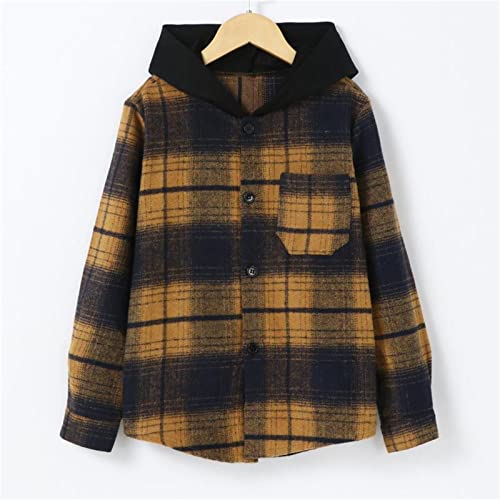 White T Shirt Kids Boy Hooded Coat Outwear Long Sleeve Button Down Plaid Shirts Casual Hoodie Jacket Top Pockets3