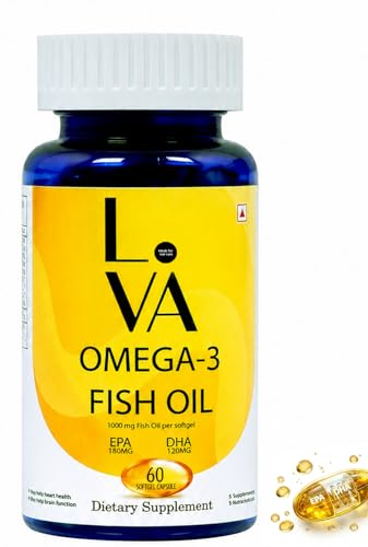 Image of Omega 3 Fish Oil 1000mg with EPA 180mg & DHA 120mg - Heart & Brain Support Supplement | Capsule For Healthy Heart, Eyes & Joints, 60 grams - 60 Softgel Capsules