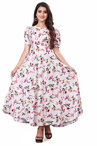 Image of FLARED ALINE MAXI DRESS WITH FLORAL PRINT FOR WOMEN
