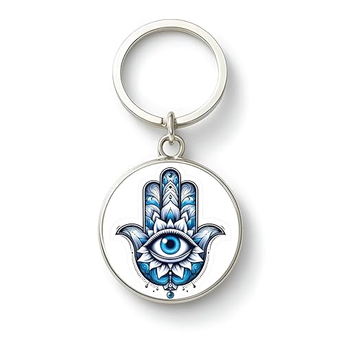 Image of MG | Protective Evil Eye /Spiritual Symbols /Om /Motivational Keychains | Double-Sided Metal Key Ring | Good Luck and devine Charm for Car, Bike, Home & Office