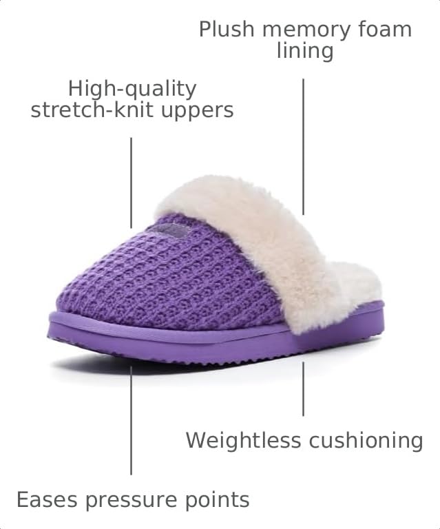Image of OOW Cozy House Slippers for Women with Memory Foam Fuzzy Shoes for Indoor