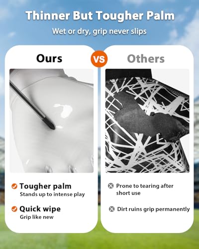 RIGWARL Football Gloves Adult Men, Youth Kids Football Gloves with Super Sticky Grip, Receiver Glove Best Gift for Adult Youth Kids Boys 8-124