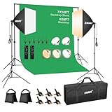 EMART Photography Lighting Kit, 7 x 10 FT Backdrop Stand with 6 x 9 FT Backdrop, Softbox Lighting Kit with 85W 3000K-6000K LED Bulbs, Professional Studio Lights for Portrait Shooting, Video Recording
