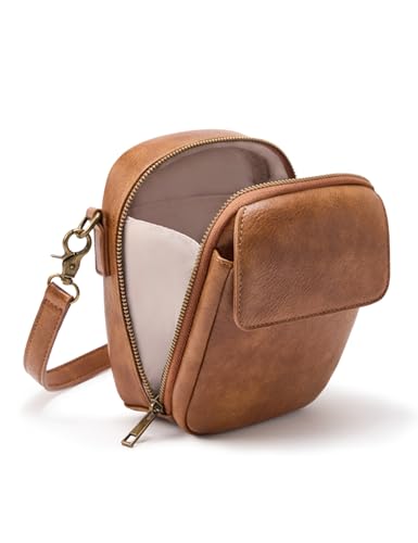 Image of Yarnic Small Crossbody Bag, Vegan Leather Cell Phone Purse for Women, Vintage Wallet Bag with Card Slots