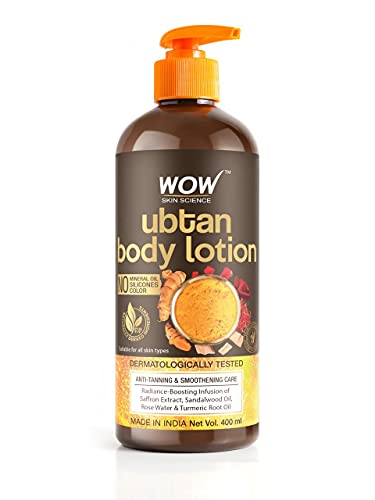 WOW Skin Science Ubtan Body Lotion- All skin type - Anti-Tanning & Smoothening Care with Saffron Extract, Sandalwood Oil - 400mL