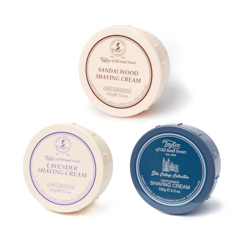 Taylor of Old Bond Street Luxury Shaving Cream Trio – Sandalwood, Lavender & Eton College Collection (3 x 150g Bowls)