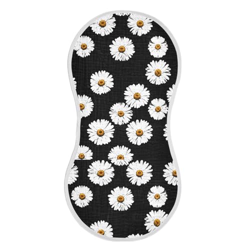 J JOYSAY Flower Daisy Dark Baby Burp Cloths for Boys Girls Large 22''x11'' Cotton 4 Layer Fabric Drool Cloths for Babies one sizex1