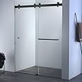 EUROTECH SHOWERS ANZA-200 56.5-60" W x 78" H 1/4" (6mm) Glass Frameless Shower Door Twinglide Clear Tempered Glass (Matte Black)