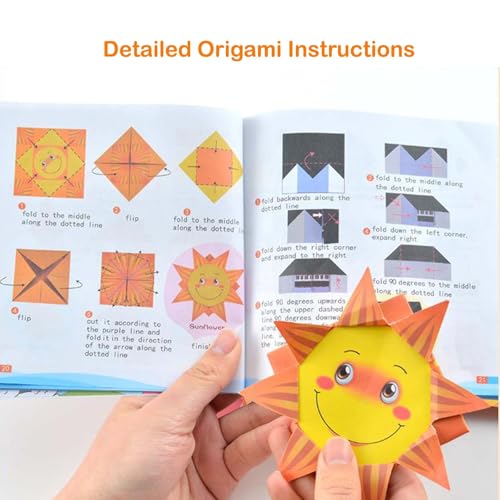 Image of JELLYBABY 100 Pieces 50 Projects Origami Sheets, 3D Origami Paper With Guiding Book, Paper Size:7 In /18Cm *7 In /18Cm, Art Activity, Craft Materials,Multicolor