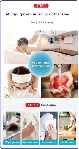 Image of Khedu Fab 20 Pc's Portable Disinfection Hand Towel Press Style, Disposable, Dry /Wet Separation Thickening Soft Non-woven For Home & Office, Travelling, (White Color - Pack of 20)