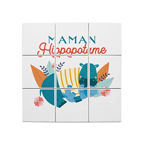 Carreaux céramique maman hippopotame illustration douce pour enfant