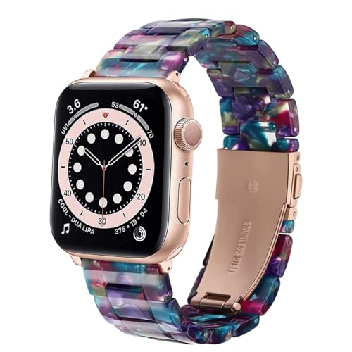Omter Band Replacement for Apple Watch 49mm 45mm 44mm 42mm 41mm 40mm 38mm Women Men Fashion Resin Wirstband Bracelet Strap for iWatch Ultra 2/1 Series 9 8 7 6 SE 5 4 3 2 1 (41mm 40mm 38mm, Flower by Omter - Used condition - US$10.20
