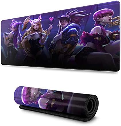 Mouse Pad For Kda Ahri Akali Evelynn Kai'Sa, Waterproof Mouse Mat,Extended Gaming Mouse Pad,Large Desk Mat,Non-Slip Base Stitched Edges Mousepad For Computer 11.8X23.6 Inch