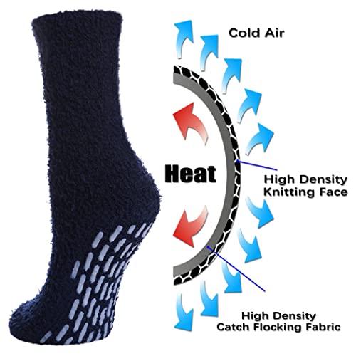 Image of FNOVCO Non Slip Socks for Women Winter Warm Cozy Fuzzy Slipper Socks Soft Fluffy Hospital Socks with Grips