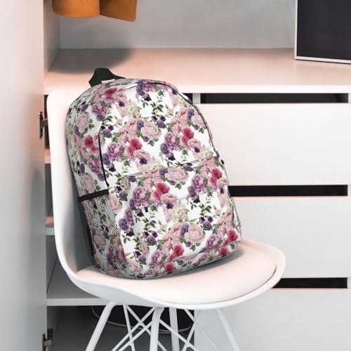 Sac à dos pratique avec imprimé rose à grande capacité - 6