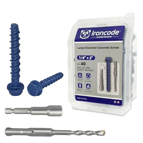 1/4 x 2 Heavy-Duty Hex Head Concrete Anchors, 40 PCS,