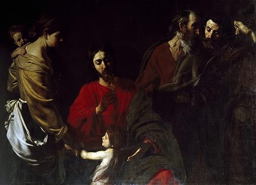 Affiche Le Christ parmi les enfants de Nicolas Tournier, une oeuvre d'art pour apaiser la chambre
