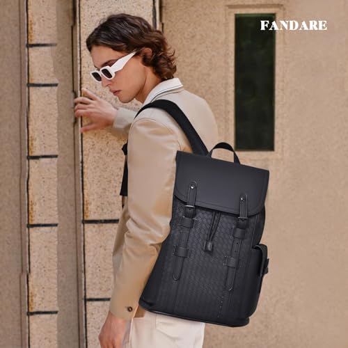 Heavy Duty PVC Backpack Business Casual Laptop backpacks Travel Rucksack for men Laptop Rucksack Work bag Waterproof Expandable Backspack Daypacks Black A2