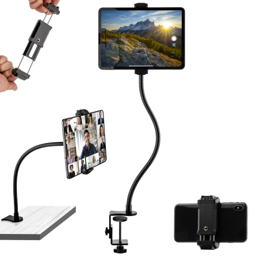 MOJOGEAR Premium flexible phone holder and tablet holder with table clamp, For tables up to 7.1 cm thick, Arm length 51 cm