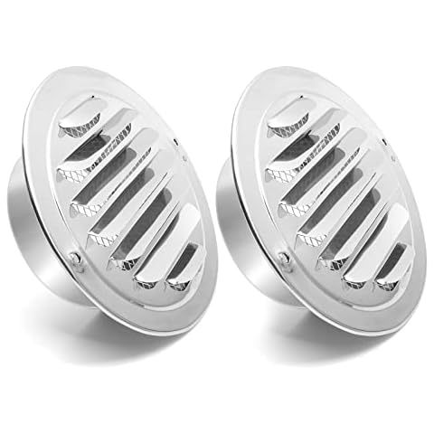 Zorfeter 4 Inch Round Air Vent, Stainless Steel Louver Grille Cover, with Built-in Fly Screen Mesh for Bathroom Office House, Pack of 2 Cover