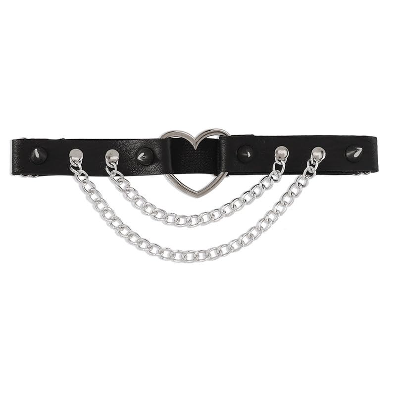 Heart Leg Chain for Women | Faux Leather Rivet Thigh Ring | Geometric Gothic Style Body Jewelry-image-28