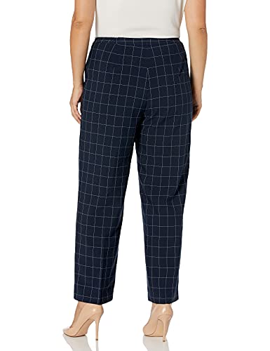 Le Suit Women's Plus Size Windowpane 1 Button Jacket 3/4 Sleeve & Kate Pant, Navy/White, 18W #TOP3