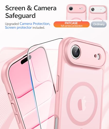 Image of FNTCASE for iPhone Air Case: [Compatible with Magsafe] Translucent Matte Cases with [Full Camera Protection] [Screen Protector] Military Grade Shockproof Protective Phone Cover - Light Pink
