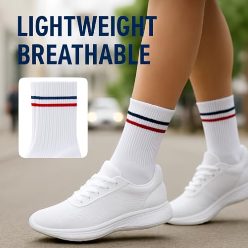 UMELOK Kids Athletic Socks Soft Cotton Crew 4 Pack Striped Sports Socks for Boys 4-12 Years3