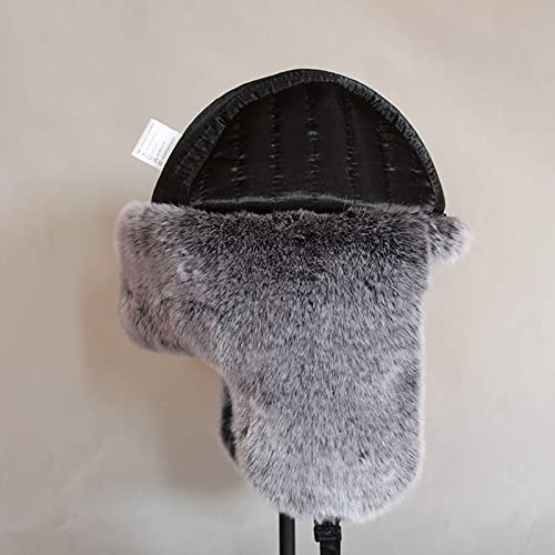 XJZKA-Bomber-Hat-Mens-Trooper-Trapper-Hat-avec-Oreillettes-Chapeau-de-Bombardier-dhiver-double-en-Polaire-Garder-au-Chaud-Couleur-Gris-fonce-Taille-60-62