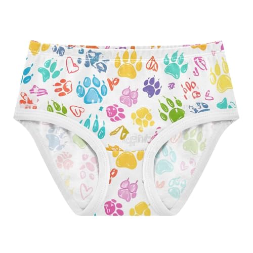 Cotton Toddler Underwear Custom Colorful Paw Print White Panties for Girl Fun Undies Kids Briefs 2t