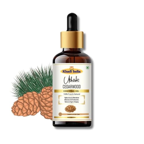 Image of Khadi Cedarwood Essential Oil 15 ml | Pure & Natural | Strengths Hair & Scalp | Body & Face Massage Oil | Skincare for Glowing Skin | All Skin & Hair Types | Aromatherapy for Men & Women