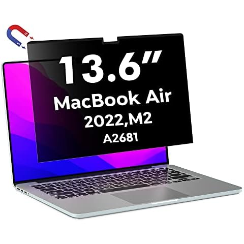 PYS MacBook Air 13.6 inch Privacy Screen,Magnetic Macbook Air M2 Privacy Screen for MacBook Air 13.6 in M2 Chip 2022 (A2681),Laptop Mac Privacy Screen Shield/Removable/Anti-Spy Cover