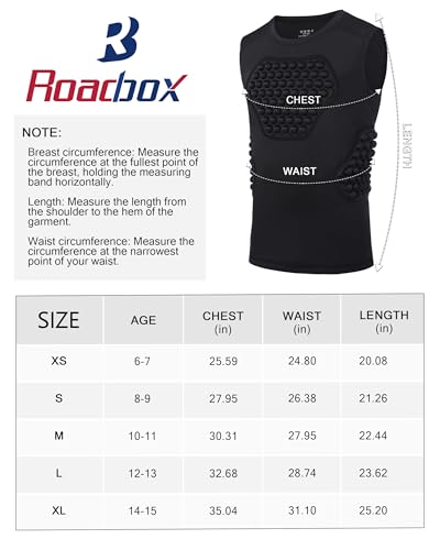 Roadbox Youth Baseball Chest Protector, Kids Softball Padded Compression Shirt, Rib Heart Sternum Guard for Football Lacrosse - Thumbnail 7
