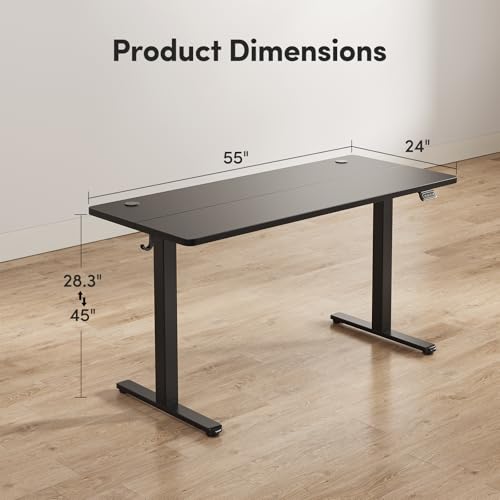 Image of FEZIBO Electric Standing Desk Adjustable Height, 55 x 24 Inch Sit and Stand Desk, Home Office Desk, Ergonomic Workstation Computer Desk, Black