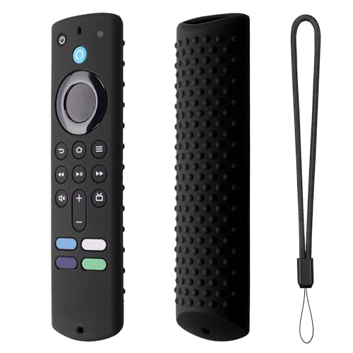 Funda de Silicona para Fir-e TV Stick 4K - Mando a Distancia 16 x 4,5 cm, Cubierta Antideslizante con Cordón, Resistente a los Golpes y Anti Caída