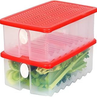 Fresh Fruit and Vegetable Food Keeper Saver Storage Container with Air Vented Lids Produce Keeper Dishwasher, Freezer, Refrigerator-Safe  100% Food-Safe, BPA-Free Plastic Organizer 61 oz Set
