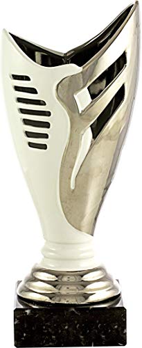 PALLART 7271 – 3 Trophée de Sport avec Design Vase en céramique et PLT 28 cm, Argent, Taille Unique